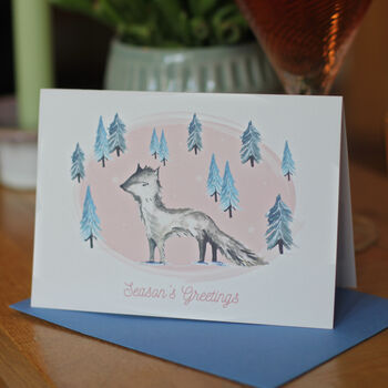Set Of Vintage Style Arctic Fox Christmas Cards, 3 of 4