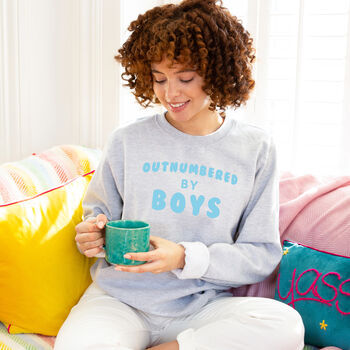 'Outnumbered By Boys' Mum Jumper Sweatshirt, 4 of 12