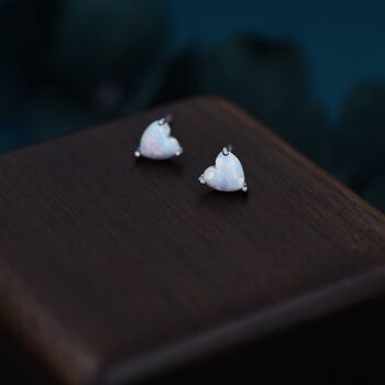 Sterling Silver White Opal Stud Earrings, 2 of 12