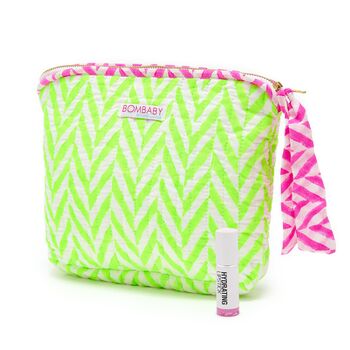 Quilted Make Up Bag | Neon Green, 2 of 2