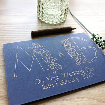 Personalised Wedding Couple Initial Gold Foil Card, 4 of 12