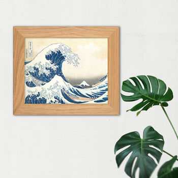 Hokusai Great Wave Off Kanagawa Oak Wood Framed Print, 2 of 4