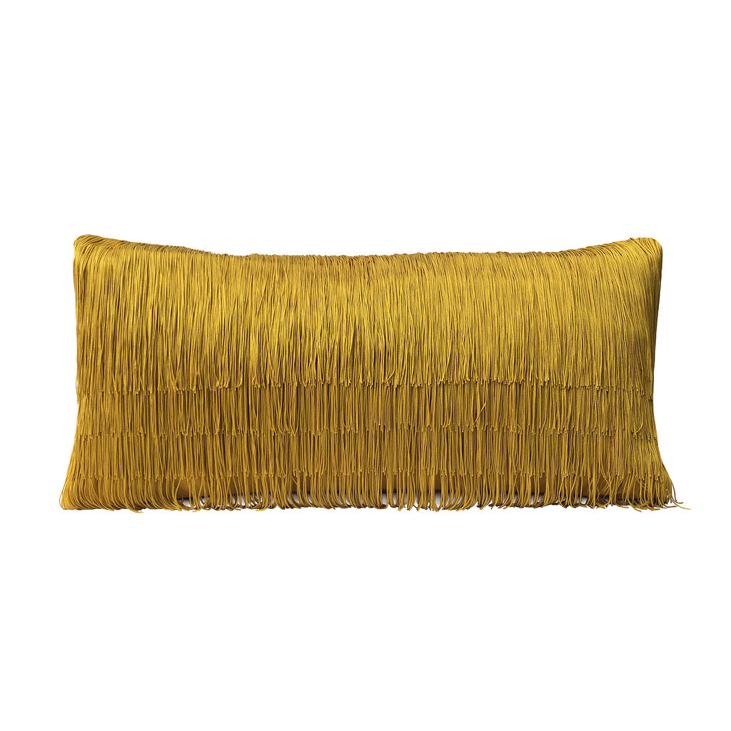 Rectangular Velvet Tassel Cushion, 1 of 4
