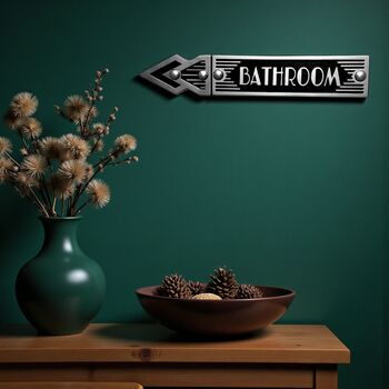 Bathroom Metal Door Sign Art Deco Or Modern, 2 of 6