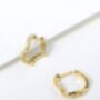 18 K Gold Vermeil White Topaz Wave Huggie Hoop Earrings, thumbnail 1 of 10