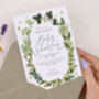 Personalised A6 Green Botanical Baby Shower Invitation, thumbnail 2 of 3