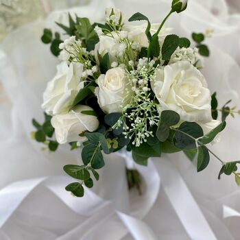The Charlotte, White Rose And Sage Green Bridal Bouquet, 6 of 12
