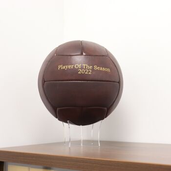 Personalised Vintage Dark Brown Leather Football, 3 of 6