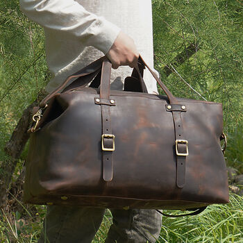 Large Genuine Leather Holdall In Vintage Look, 2 of 10
