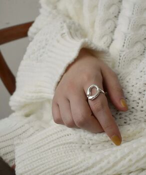 Silver Plated Open Oval Minimalist Ring, 3 of 5