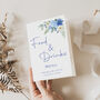Wedding Table Menu In Blue And White Floral, thumbnail 1 of 4