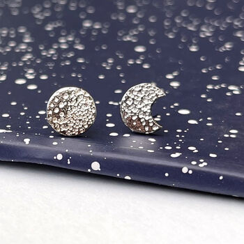 Sterling Silver Mismatched Moon Earrings, 2 of 11