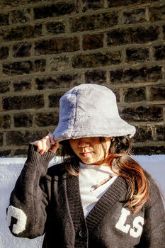 Seal Grey Fluffy Bucket Hat, 3 of 5