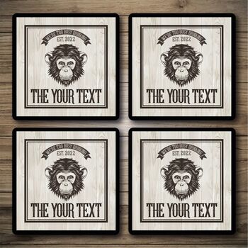 Personalised Bar Runner And Coasters Monkey Bar, 3 of 8