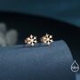 Sterling Silver Dainty Snowflake Stud Earrings, thumbnail 2 of 12
