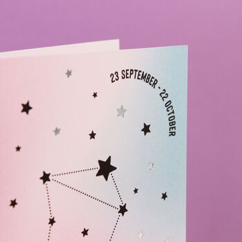 Libra Star Sign Constellation Birthday Card, 4 of 6