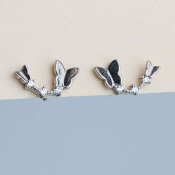 Sterling Silver Butterfly Curve Stud Earrings, 3 of 6