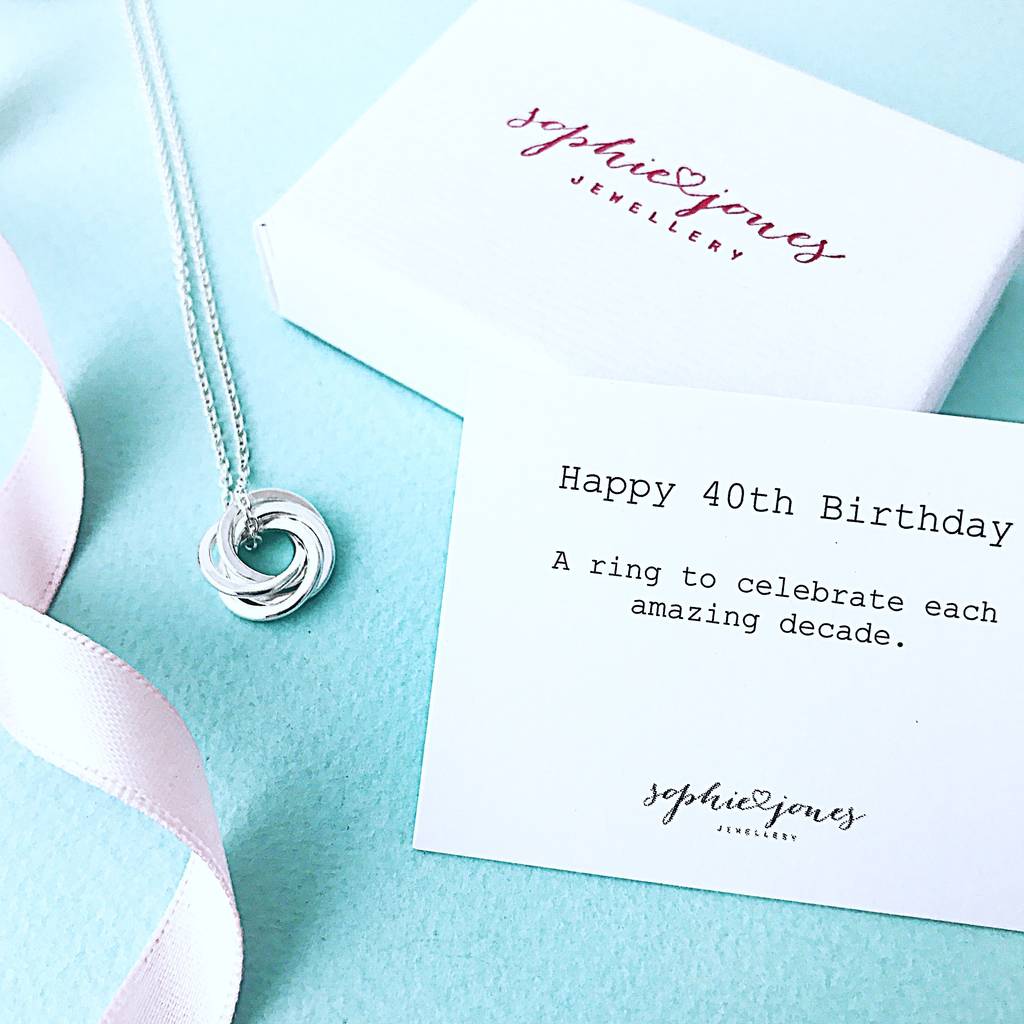 40th birthday silver necklace by sophie jones jewellery