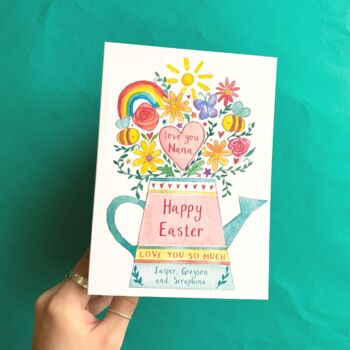 Personalised Happy Easter Floral Card For Mum Nan, 2 of 4