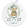 Personalised Baby's First Christmas Teddy Bear Bauble Keepsake In Pink Or Blue, thumbnail 5 of 7
