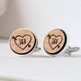 Personalised Heart And Initials Wooden Cufflinks, thumbnail 1 of 3