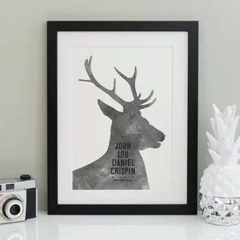 Stags Head Personalised Family Or Friends Print, 2 of 11