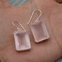 Rose Quartz Silver Earrings, Pink Gemstone Dangle Drop, thumbnail 7 of 7