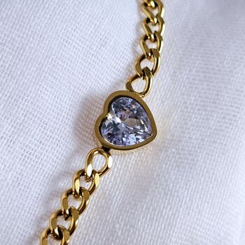 Heart Cuban Chain Choker Necklace – 18k Gold Plated Stainless Steel, Waterproof And Tarnish Free, Premium Gift For Her, 4 of 8