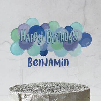 Personalised Balloon Cake Topper, Blue, 7 of 7