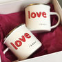 Couples 'Love' Enamel Mug Set With Couples Names, thumbnail 5 of 6