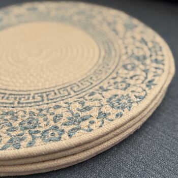 Round Placemats, Boho Print Cotton Coffee Table Mat, 8 of 12