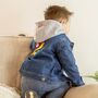 Kids Denim Jacket Rainbow Embroidered Initial, thumbnail 3 of 5
