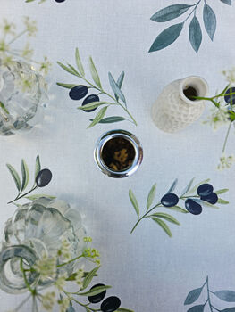 Tuscan Grove Olive Pattern Outdoor Garden Tablecloth With Parasol Hole, 2 of 4