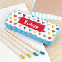 Personalised Girl's Patterned Blue Pencil Case Tin, thumbnail 8 of 11