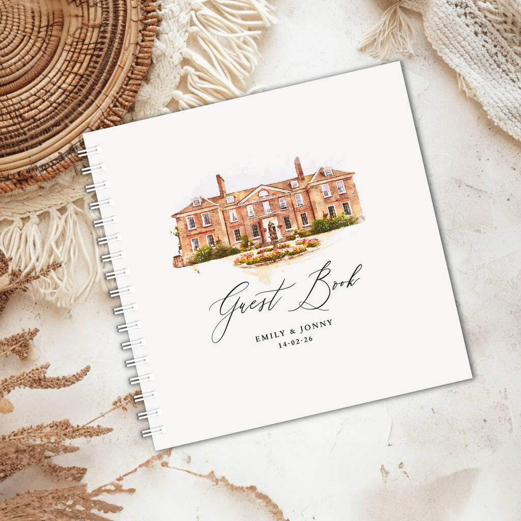 Simple Wedding Guest Book With Venue Sketch