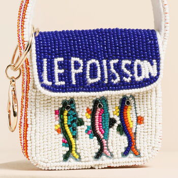 Beaded 'Le Poisson' Mini Handbag Keyring And Bag Charm, 2 of 2