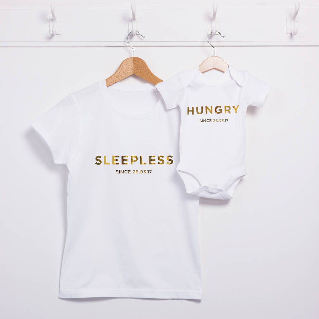 Personalised Sleepless Hungry Mother's Day T Shirt Set