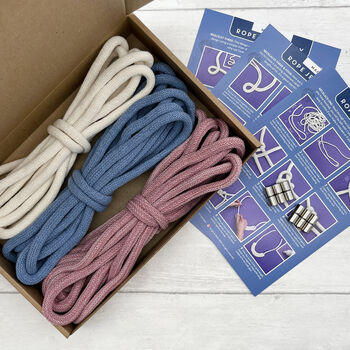 Macrame Kit, Rope Jewellery, Sky Blue, Pink And White, 5 of 10