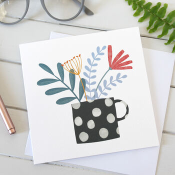 Spotty Mug Floral Greetings Card, 2 of 3