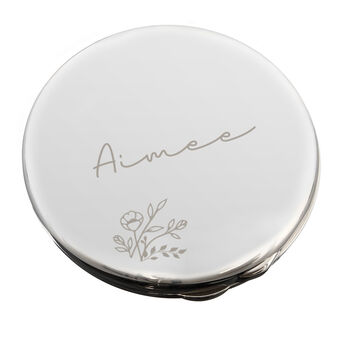 Personalised Floral Round Compact Mirror – Elegant Gift For Her, 4 of 4