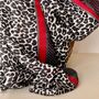 Leopard Print Border Scarf In Grey And Red, thumbnail 2 of 2