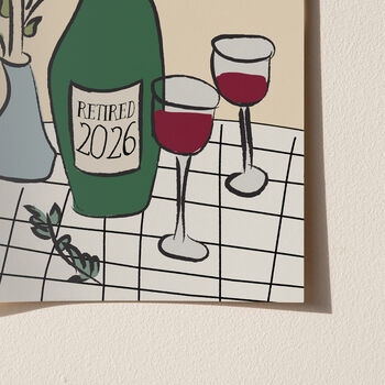Personalised Retirement Wine Art Print Gift, 9 of 12