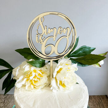 Personalised Wooden Birthday Cake Topper For Ages 18 60, 4 of 4