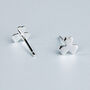 Sterling Silver Minimalist Shamrock Stud Earrings, thumbnail 3 of 7