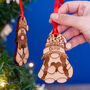 Personalised Wooden Gonk Christmas Hanging Decoration, thumbnail 4 of 6