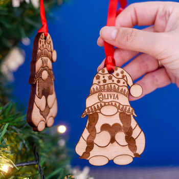 Personalised Wooden Gonk Christmas Hanging Decoration, 4 of 6