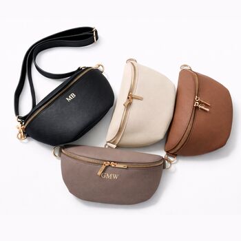 Personalised Custom Embossed Monogram Saffiano Leather Saddle Cross Body Bag, 4 of 4