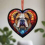 Bulldog Stained Glass Effect Heart Suncatcher, thumbnail 3 of 6