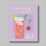 Strawberry Mojito Cocktail Print Four Colour Options, thumbnail 6 of 8