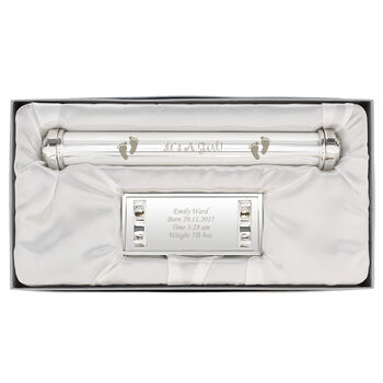 Personalised Its A Girl Silver Plated Certificate Holder, 4 of 4